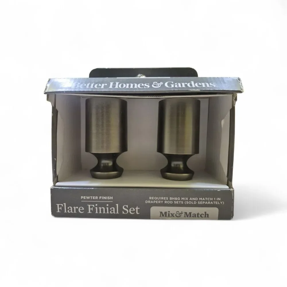 Flare Finial Set Matte Black Finish Better Homes & Gardens for Curtains NEW
